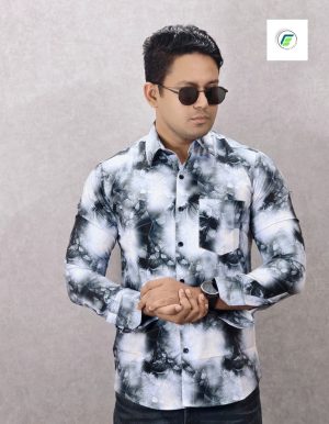 men's premium quality blue printed shirt
