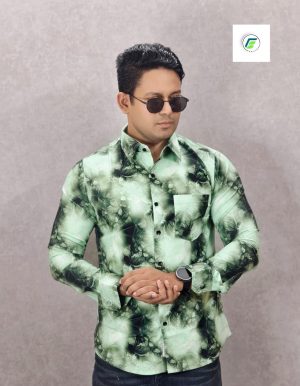men's premium quality green printed shirt
