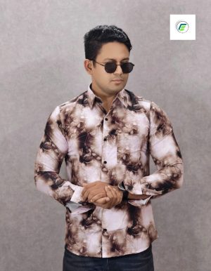 men's premium quality lavender floral printed shirt