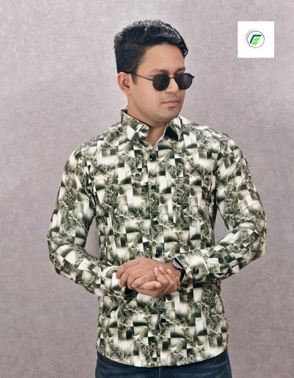 men's premium quality pastel gray floral printed shirt