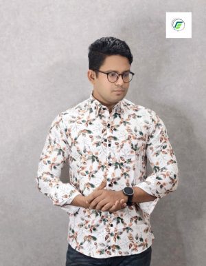men's premium quality white floral printed shirt